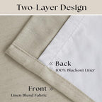 Oatmeal Linen Blackout 120 Inch Curtains - Image 4