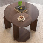 GDFStudio Round Nesting Coffee Table Set of 2, Modern Wooden Accent Side Table - Image 5
