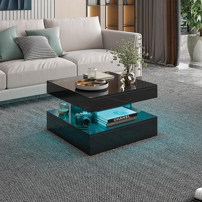 HedoAjim Small Black Led Coffee Table by HedoAjim