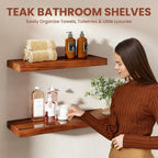 32 Inch Teak Floating Shelves Set of 2 - Image 6