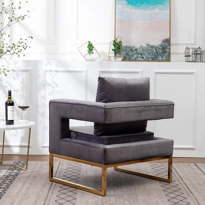 Roundhill Furniture Lenola Upholstered Accent Arm Chair - Image 6