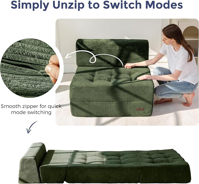 MAXYOYO 8" Folding Sofa Bed, Fold Out Chair Bed Sleeper Chair, Convertible - Image 8