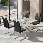 5-Piece Dining Table Set for 4, Modern Rectangular Glass Table by KATBOCFurniture