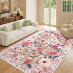 DUKINO 5x8 Area Rug for Bedroom, Soft Floral Washable Rug Non Slip, - Image 8