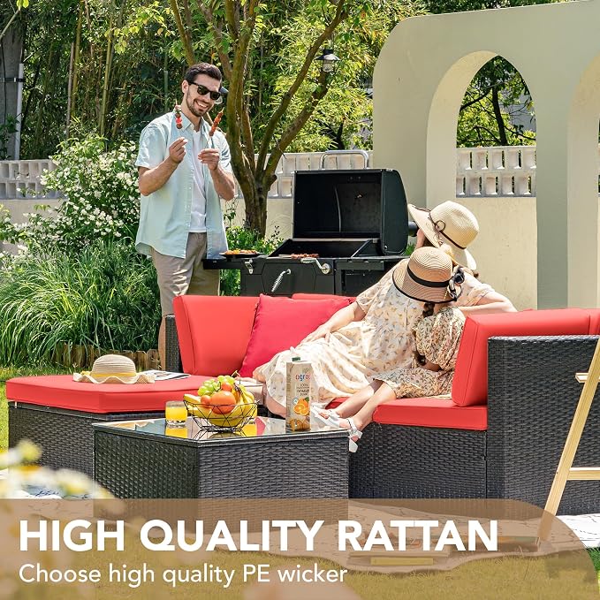 Devoko 5 Pieces Patio Furniture Sets All Weathevr Outdoor Sectional Patio Sofa - Image 5