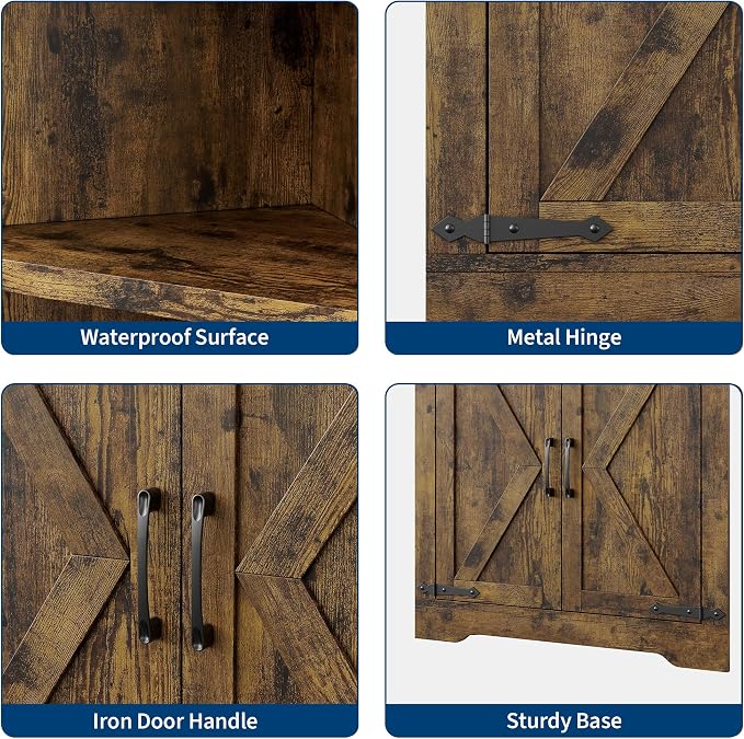 GarveeHome 67" Tall Corner Storage Cabinet, Farmhouse Corner Hutch Display - Image 7