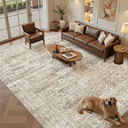 Soalmost 9x12 Area Rugs for Living Room Washable Rug Non-Slip Brown | Large - Image 2