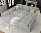 Oversized Modular Sectional Sleeper Couch, Solid Wood Frame, Removable Washable - Image 3