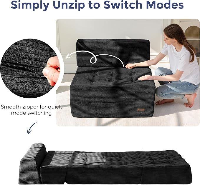 MAXYOYO 8" Folding Sofa Bed, Fold Out Chair Bed Sleeper Chair, Convertible - Image 7