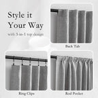 MYSKY HOME Living Room Curtains 84 Inches Long Semi Sheer Light Filtering - Image 3