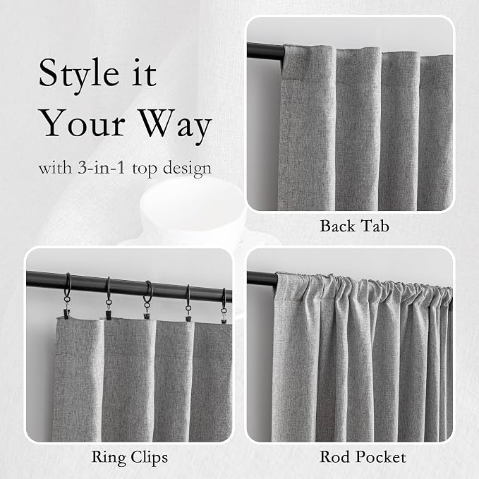 MYSKY HOME Living Room Curtains 84 Inches Long Semi Sheer Light Filtering - Image 3