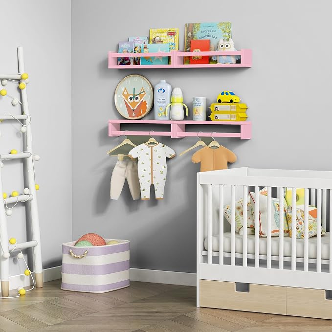 Forbena Pink Nursery Floating Shelves - Image 2