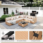 UPHA 7 Pieces Patio Furniture Sets, Wicker Outdoor Sectional Sofa Couch - Image 3