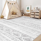 cotiled Boho 9x12 Area Rug for Living Room: Large Moroccan Washable Rug | Stain - Image 6
