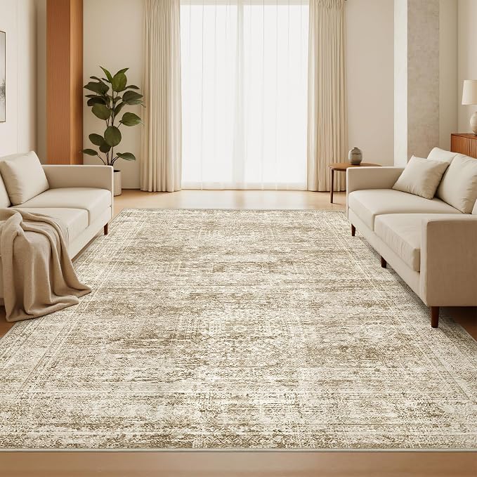 5x7 Area Rugs for Living Room, Large Washable Rug, Dining Room, Low Pile by Restydon