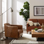 Art Leon Genuine Leather Chair, Mid Century Industrial Accent Arm Chair - Image 5