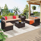 KROFEM 8-Piece Patio Furniture Set, Outdoor Wicker Rattan Sectional by KROFEM