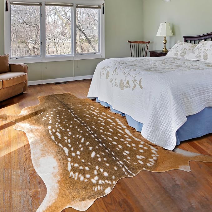 Deer Rug Antelope Print Rug, 6.2x8.2 Feet Faux Deer Hide Fawn Animal Print Skin - Image 6