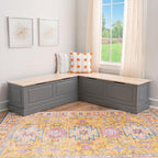 Linon Harris Grey and Maple Solid Pine Backless Nook - Image 2