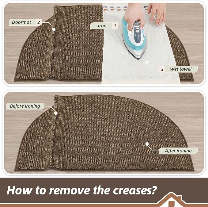 BEQHAUSE Dirt Trapper Door Mat 32" x 48" Half Circle Non Slip Rugs, Absorbent - Image 9