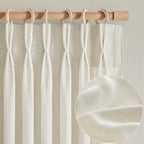 Cream Beige Linen Sheer Curtains 90 Inches Long - Image 2
