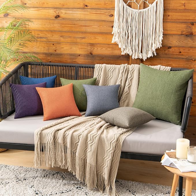MIULEE Pack of 2 Decorative Outdoor Solid Waterproof Throw Pillow Covers Faux - Image 4