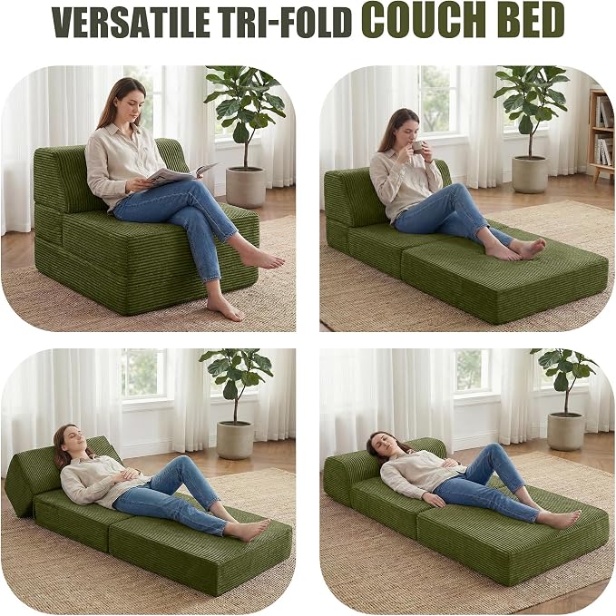 Kasunpul Folding Sofa Bed with Pillow, Memory Foam Fold Out Chair Bed, - Image 3