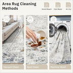Soalmost 2x3 Washable Rugs for Kitchen, Small Area Rug Blue/Ivory | Non-Slip - Image 9