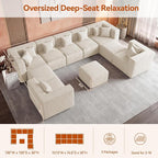MONVANE Modular Sectional Sofa, Oversized 10 Seat Convertible U Shaped Couch - Image 3