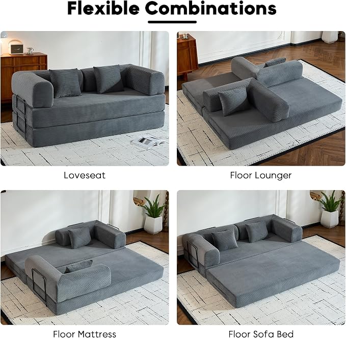 ZEIINPA Comfy Convertible Folding Mattress Couch, Floor Sofa Bed - Image 4
