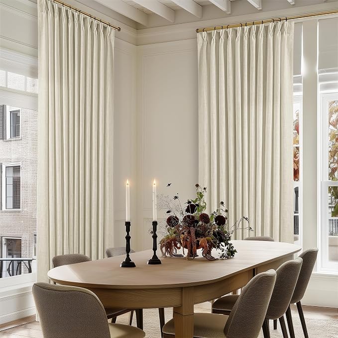 Pinch Pleated Extra Wide Beige Linen Curtain 90 Inches Long 70 Wide 1 Panel | - Image 6