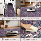 Washable Violet 5x7 Area Rug for Living Room, Vintage Dark Purple Dining Room - Image 4