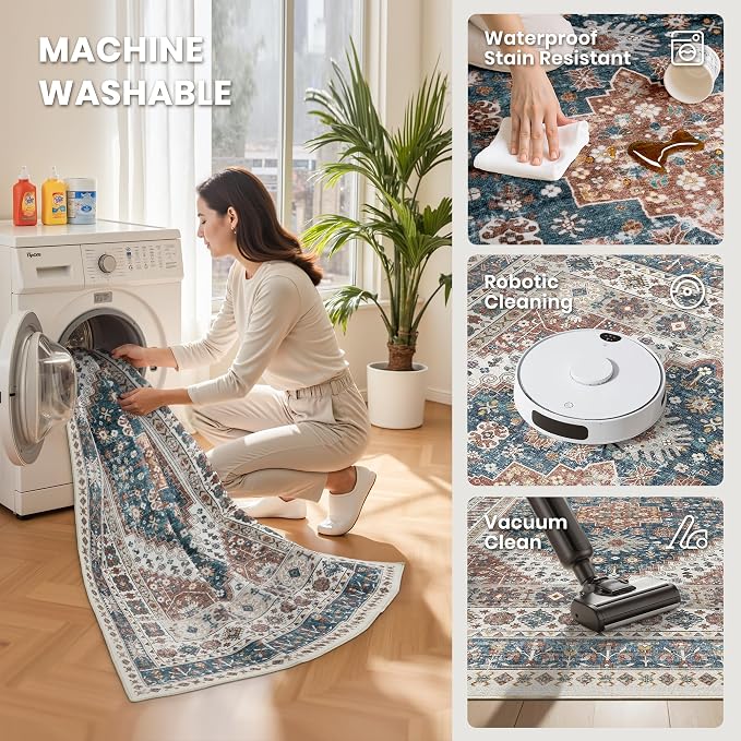 10x14 Area Rugs for Living Room, Large Washable Rug, Dining Room, Low Pile - Image 5