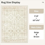 Soalmost 5x8 Area Rug Low Pile Washable Trendy Faded Style Rug, Foldable Stain - Image 5