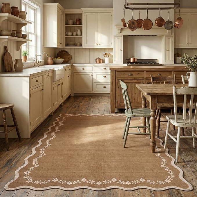 GarveeHome 3x5 Scalloped Washable Area Rug Non Slip Bedroom Entryway Rug | Soft - Image 3