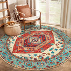SERISSA 4ft Washable Non Slip Round Boho Area Rug by SERISSAHomeDecorCollection