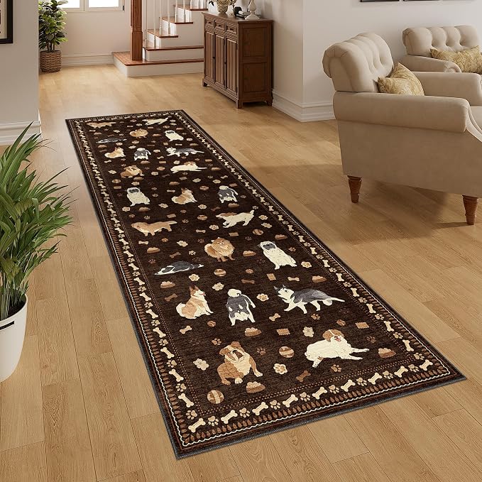 DUKINO 2.6x8 Kitchen Runner Rug, Washable Non Slip Dog Rug, Stain Resistant - Image 5