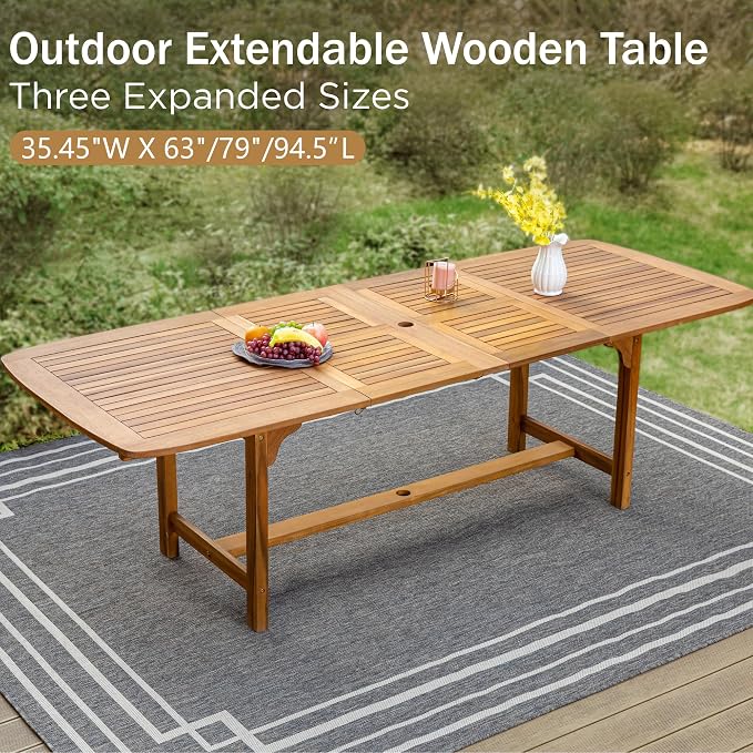 PHI VILLA 9 Pieces Acacia Wood Patio Dining Set - Image 2