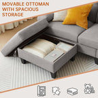 84" Convertible Sectional Sofa Set, 3 Seat L Shaped Couch - Image 5