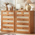LEYAOYAO Rattan Dresser for Bedroom Set of 2, Modern 6 Drawers Boho Dressers by LEYAOYAO-Findtheshiningpointofyourideallife%EF%BC%81