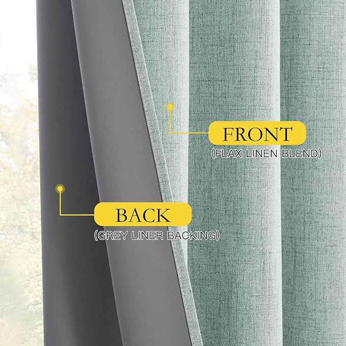NICETOWN Seafoam Green 100% Blackout Short Curtains W52 x L48 in, Thermal - Image 7
