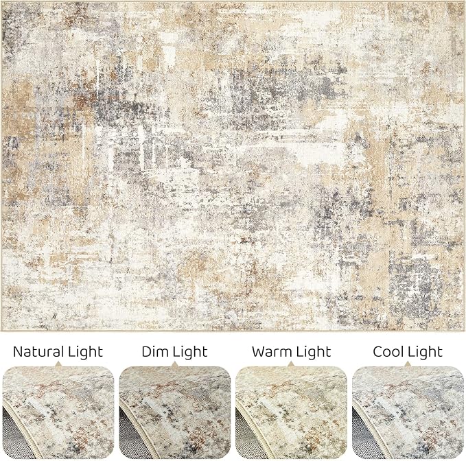 LOONGRUG 12x18 Area Rug Washable Large Neutral Modern Living Room Rugs | - Image 9