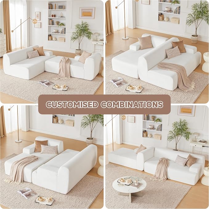 Weture 107" Modular Sectional Cloud Couch, Boneless couches Sponge sectionals - Image 4