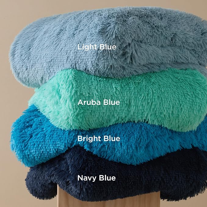 Bedsure GentleSoft Fuzzy Sherpa Faux Fur Blue Twin Blanket Cozy Gifts - Image 8