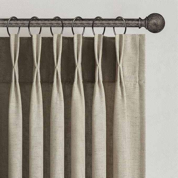 Topfinel 105 Inch Curtains 2 Panels Set, Two Packs Pinch Pleat Back Tab Linen by Topfinel