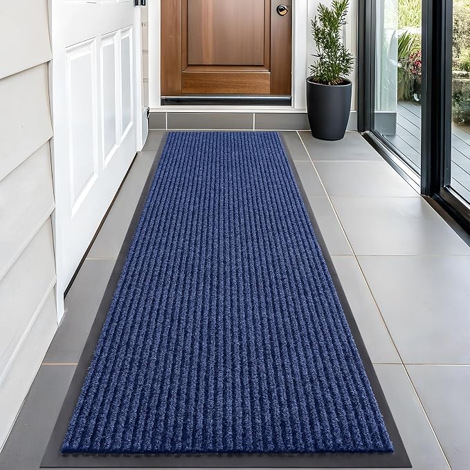 OLANLY Front Door Mat 59x20, Waterproof Heavy-Duty Indoor Outdoor Doormat | Blue by OLANLY