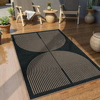 Lahome Modern Rainbow Easy Jute Outdoor Patio Rug, 3x5 Black Office Rug | - Image 8