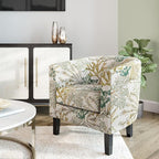 BELLEZE Living Room Chairs Set of 2, Linen Round Accent Barrel Chairs, Club Tub - Image 2