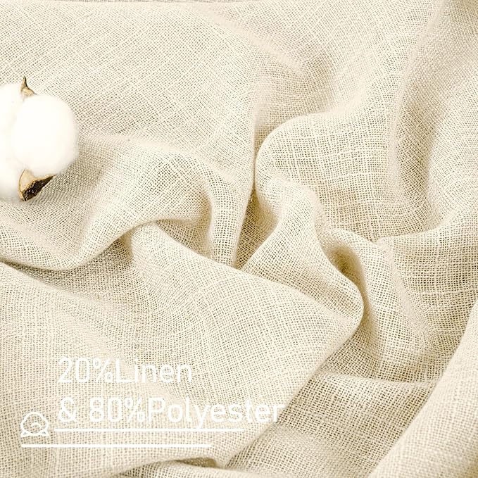 Beige Short Linen Curtains 40 inches Long - Image 2