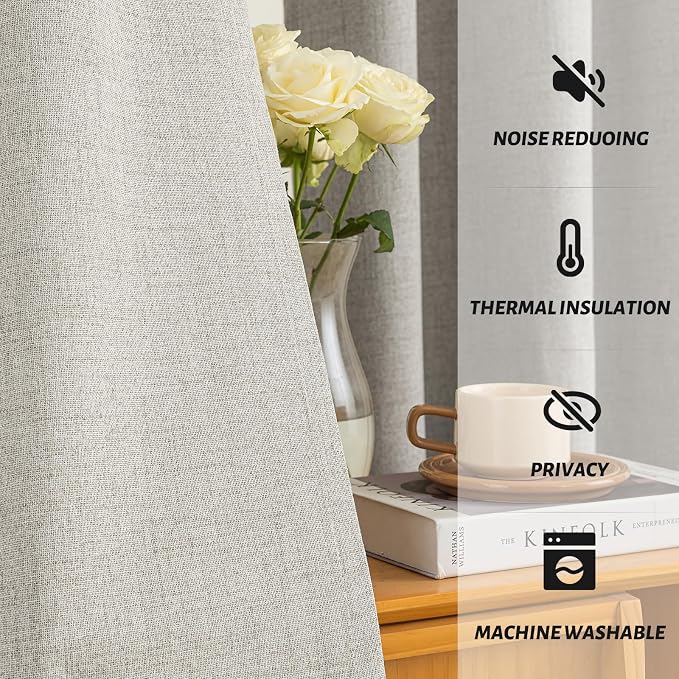 Yakamok Oatmeal Linen Textured Curtains 84 Inches Long - Image 5